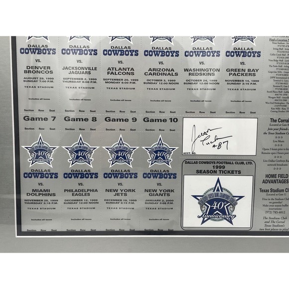 1989 Dallas Cowboys Season Ticket Sheet Signed by Jason Tucker - Picture 9 of 9